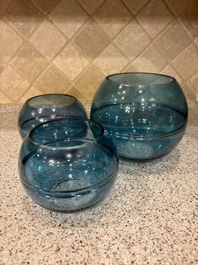 Blue glass bowl is from the Scott Living collection, Never Used.